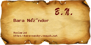 Bara Nándor névjegykártya